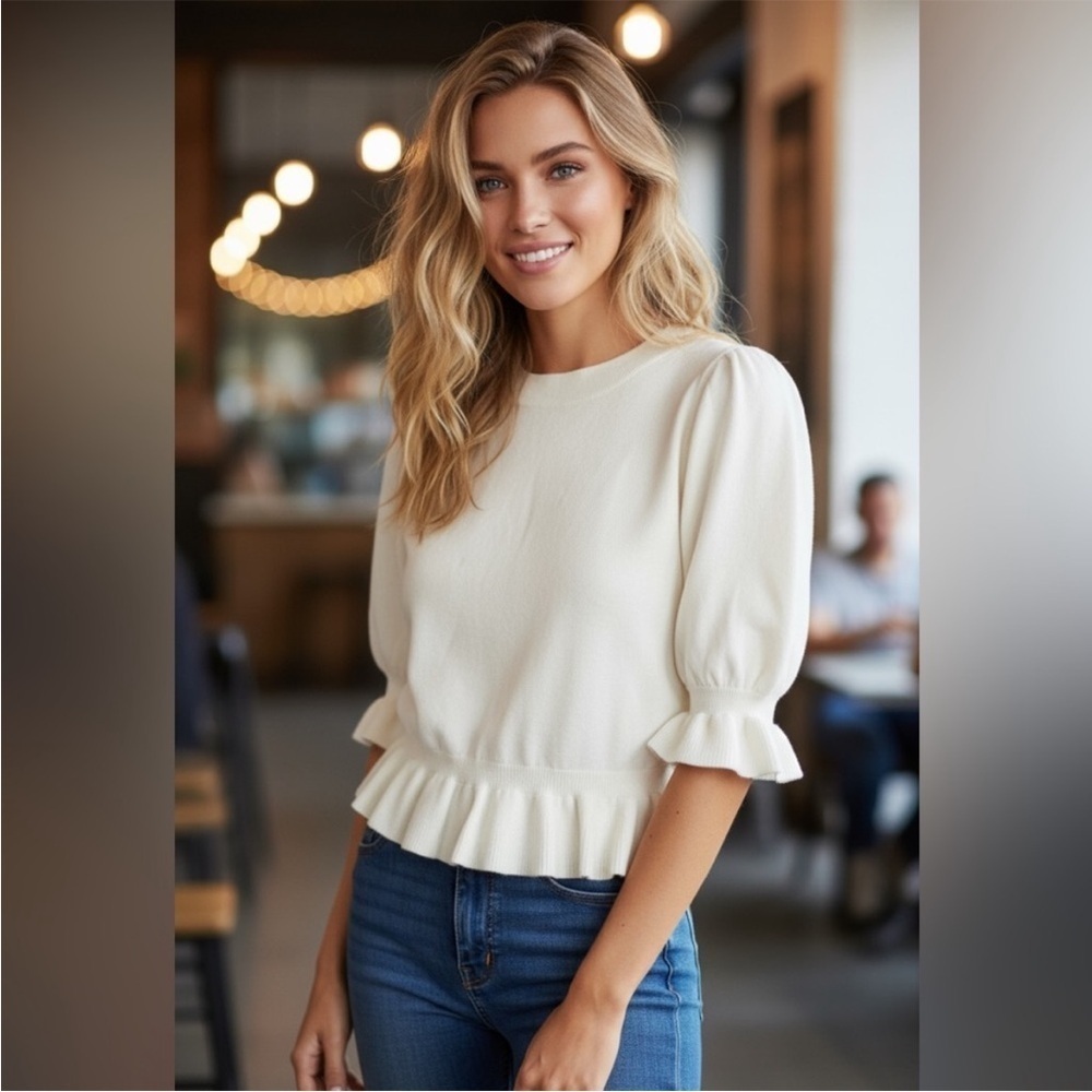 PAIGE Sabelina Sweater Ruffle Blouse